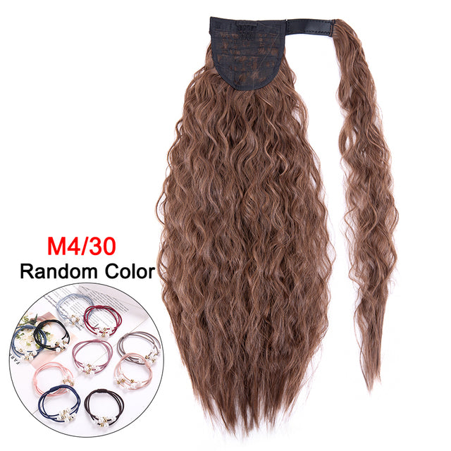 Leeons 20&#39;&#39; Synthetic Ponytail Hair pieces Heat Resistant Fiber Straight Ribbon Clip In Hair Extension 21 colors Brown Black