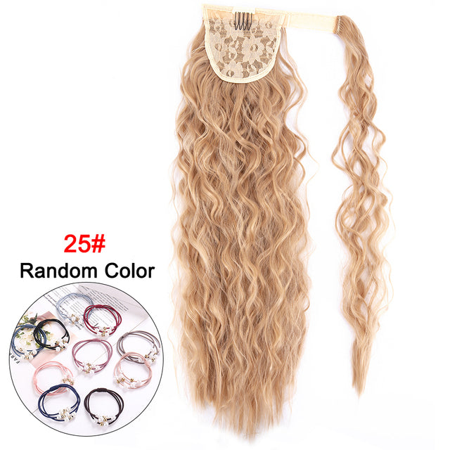 Leeons 20&#39;&#39; Synthetic Ponytail Hair pieces Heat Resistant Fiber Straight Ribbon Clip In Hair Extension 21 colors Brown Black