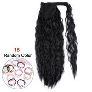 Leeons 20&#39;&#39; Synthetic Ponytail Hair pieces Heat Resistant Fiber Straight Ribbon Clip In Hair Extension 21 colors Brown Black