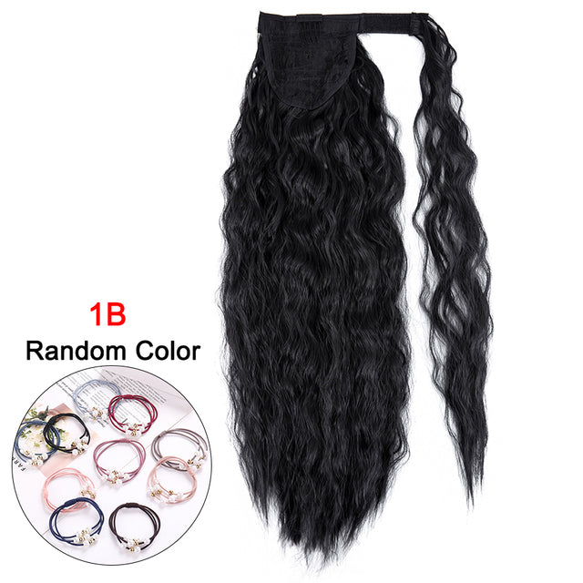 Leeons 20&#39;&#39; Synthetic Ponytail Hair pieces Heat Resistant Fiber Straight Ribbon Clip In Hair Extension 21 colors Brown Black