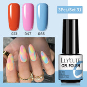 LILYCUTE 3 PCS Gel Polish Set Winter Color Glitter Sequins Matte Effect Gel Long Lasting Base Top Coat Nail Art Design Hybrid