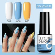 LILYCUTE 3 PCS Gel Polish Set Winter Color Glitter Sequins Matte Effect Gel Long Lasting Base Top Coat Nail Art Design Hybrid