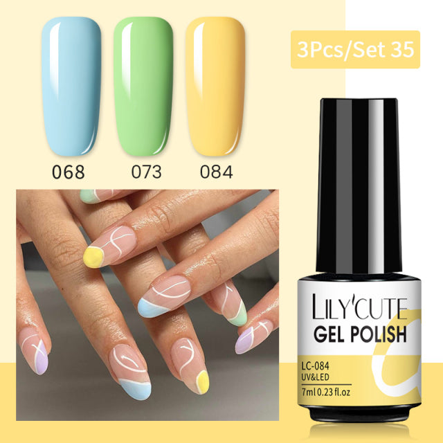 LILYCUTE 3 PCS Gel Polish Set Winter Color Glitter Sequins Matte Effect Gel Long Lasting Base Top Coat Nail Art Design Hybrid