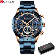 Curren Men&#39;s Watch Blue Dial Stainless Steel Band Date Mens