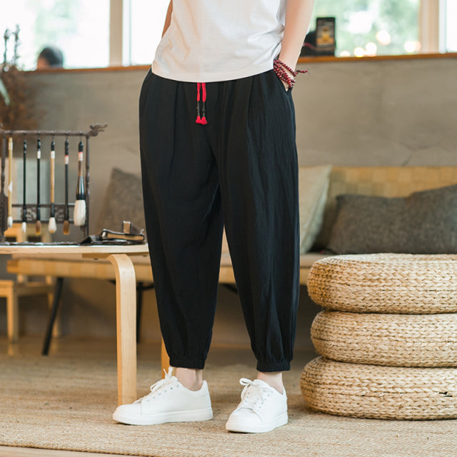 Chinese Style Harem Pants Men Streetwear Casual Joggers Mens Pants