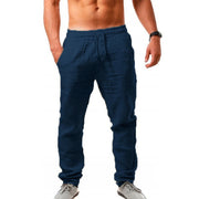 Cotton Linen Pants Male Summer Breathable Solid Color Linen Trousers