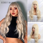 HENRY MARGU Long Natural Wavy Platinum Blonde Wigs