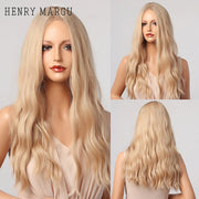 HENRY MARGU Long Natural Wavy Platinum Blonde Wigs