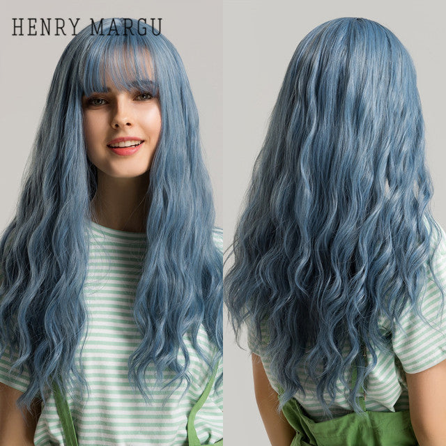 HENRY MARGU Long Natural Wavy Platinum Blonde Wigs