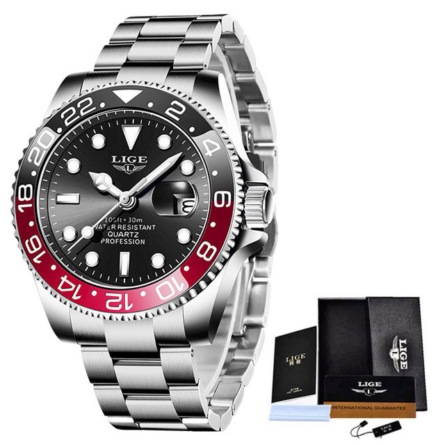 LIGE Top Brand Luxury Fashion Diver Watch Men 30ATM Waterproof