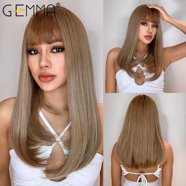 GEMMA Red Brown Copper Ginger Long Straight Synthetic Wigs