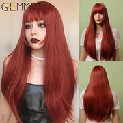 GEMMA Red Brown Copper Ginger Long Straight Synthetic Wigs