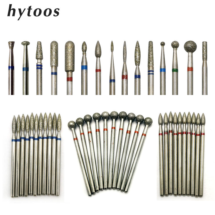 HYTOOS 10pcs/Set Nail Drill Bits Diamond Cutters