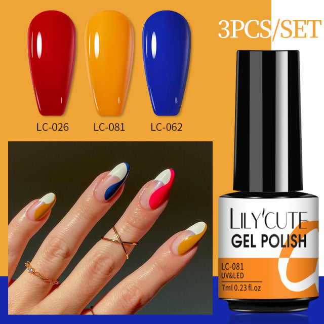 LILYCUTE 3 PCS Gel Polish Set Winter Color Glitter Sequins Matte Effect Gel Long Lasting Base Top Coat Nail Art Design Hybrid