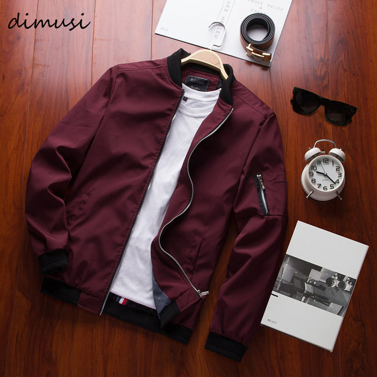 DIMUSI Spring Men&#39;s Bomber Zipper Jacket Male Casual