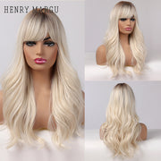 HENRY MARGU Long Natural Wavy Platinum Blonde Wigs