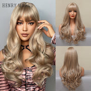 HENRY MARGU Long Natural Wavy Platinum Blonde Wigs