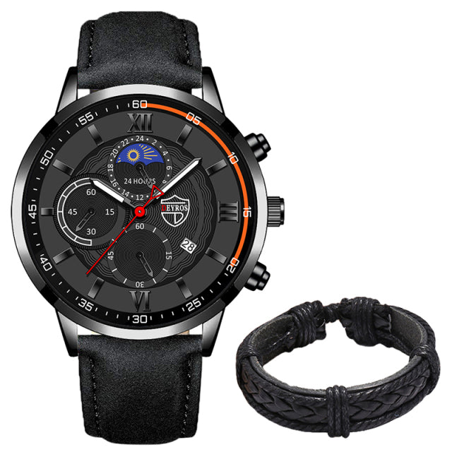 Men Sport Watch Stainless Steel Quartz Wristwatch