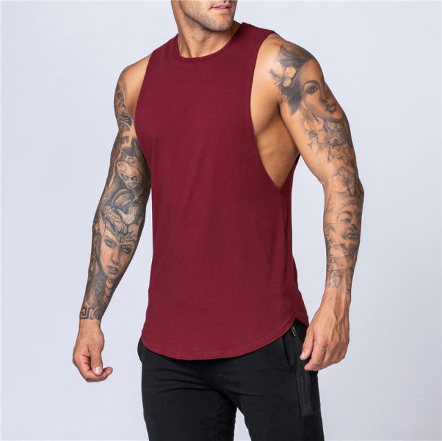 Cotton Workout Gym Tank Top Mens Muscle Sleeveless Sportswear Shirt