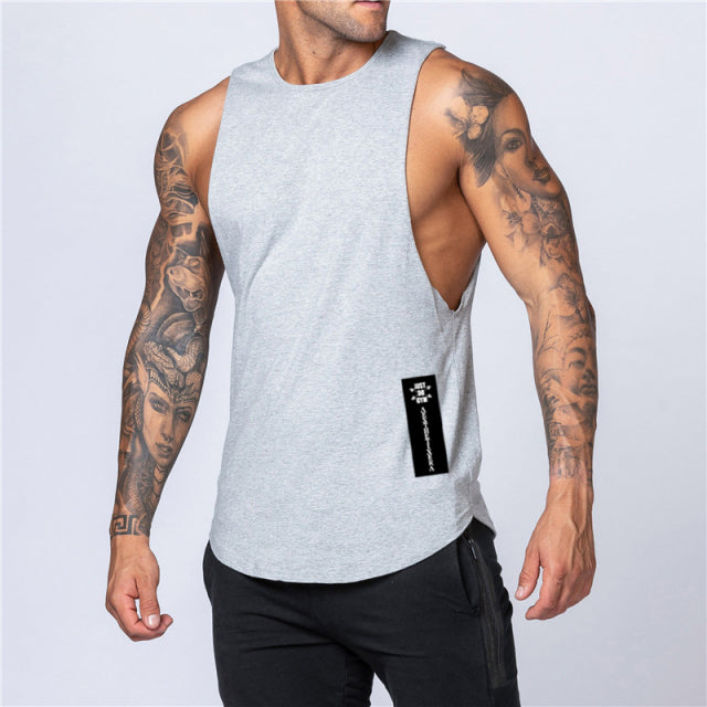 Cotton Workout Gym Tank Top Mens Muscle Sleeveless Sportswear Shirt