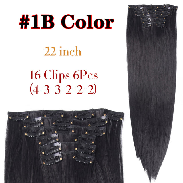 Leeons Synthetic Hair 16 clips Long Straight Synthetic Hair