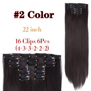 Leeons Synthetic Hair 16 clips Long Straight Synthetic Hair