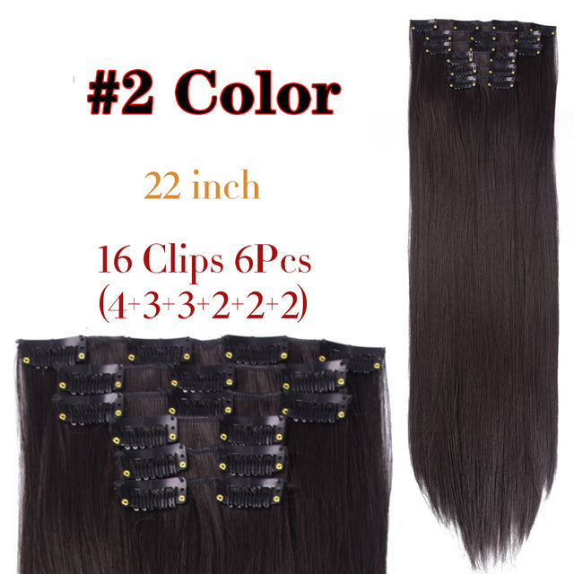 Leeons Synthetic Hair 16 clips Long Straight Synthetic Hair