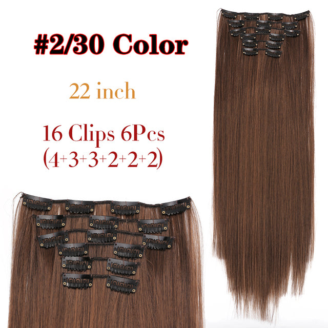 Leeons Synthetic Hair 16 clips Long Straight Synthetic Hair