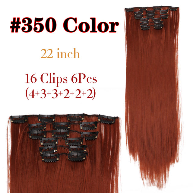 Leeons Synthetic Hair 16 clips Long Straight Synthetic Hair