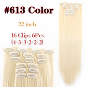 Leeons Synthetic Hair 16 clips Long Straight Synthetic Hair