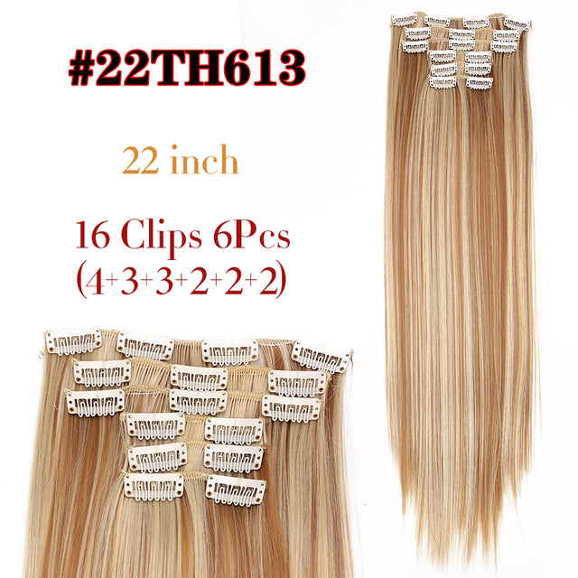 Leeons Synthetic Hair 16 clips Long Straight Synthetic Hair