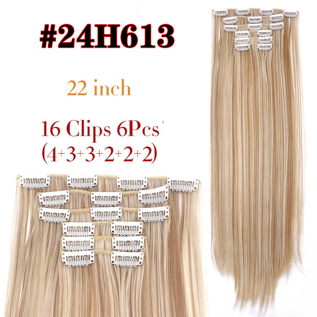 Leeons Synthetic Hair 16 clips Long Straight Synthetic Hair