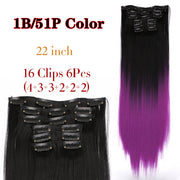 Leeons Synthetic Hair 16 clips Long Straight Synthetic Hair