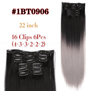 Leeons Synthetic Hair 16 clips Long Straight Synthetic Hair