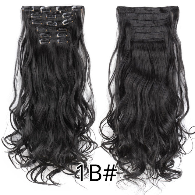 Leeons Synthetic Hair 16 clips Long Straight Synthetic Hair