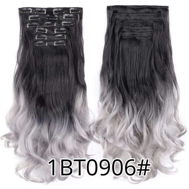 Leeons Synthetic Hair 16 clips Long Straight Synthetic Hair