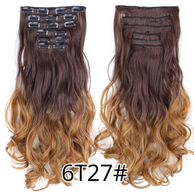 Leeons Synthetic Hair 16 clips Long Straight Synthetic Hair