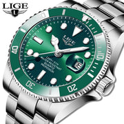 LIGE Top Brand Luxury Fashion Diver Watch Men 30ATM Waterproof