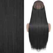 Synthetic No Clip Invisible Wire Hair Extensions Straight Natural Black