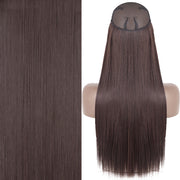 Synthetic No Clip Invisible Wire Hair Extensions Straight Natural Black