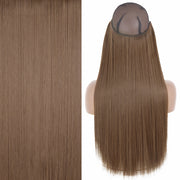 Synthetic No Clip Invisible Wire Hair Extensions Straight Natural Black