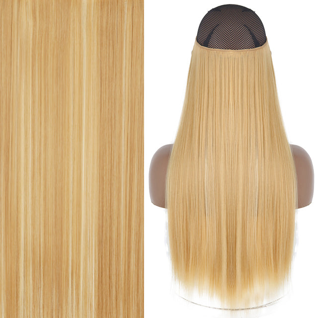 Synthetic No Clip Invisible Wire Hair Extensions Straight Natural Black