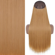 Synthetic No Clip Invisible Wire Hair Extensions Straight Natural Black