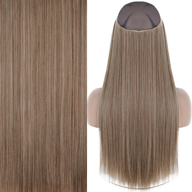 Synthetic No Clip Invisible Wire Hair Extensions Straight Natural Black