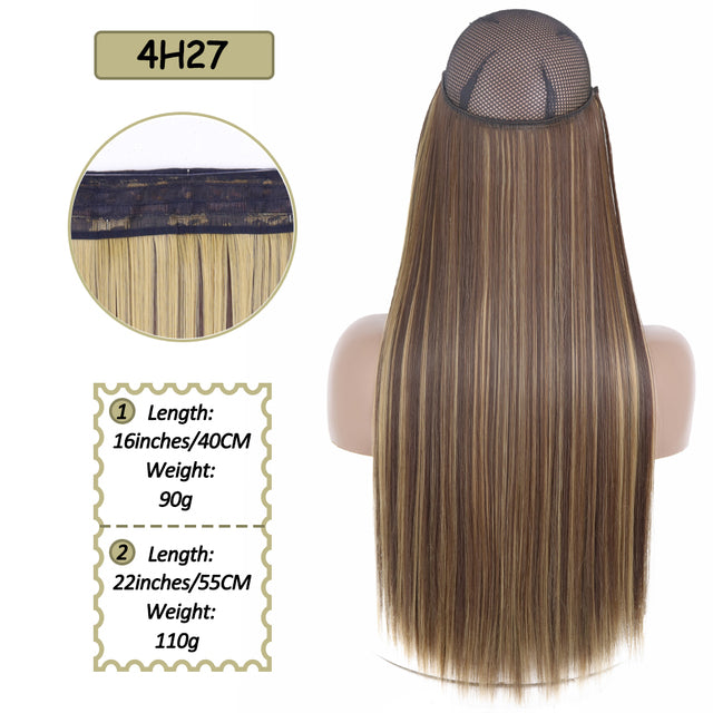 Synthetic No Clip Halo Hidden Hair Extension Ombre