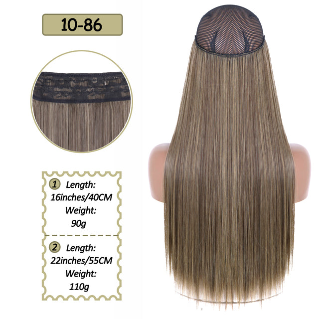 Synthetic No Clip Halo Hidden Hair Extension Ombre