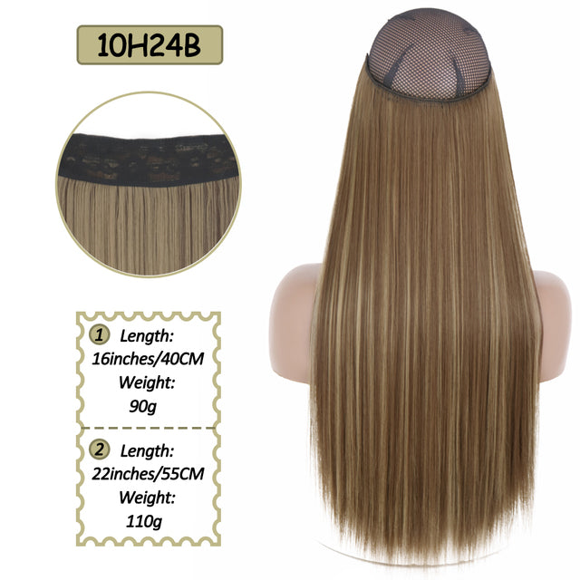 Synthetic No Clip Halo Hidden Hair Extension Ombre