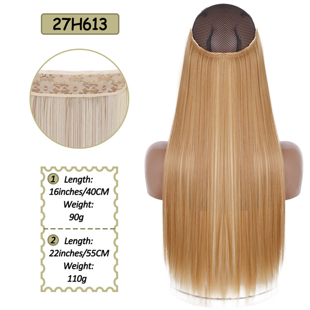 Synthetic No Clip Halo Hidden Hair Extension Ombre