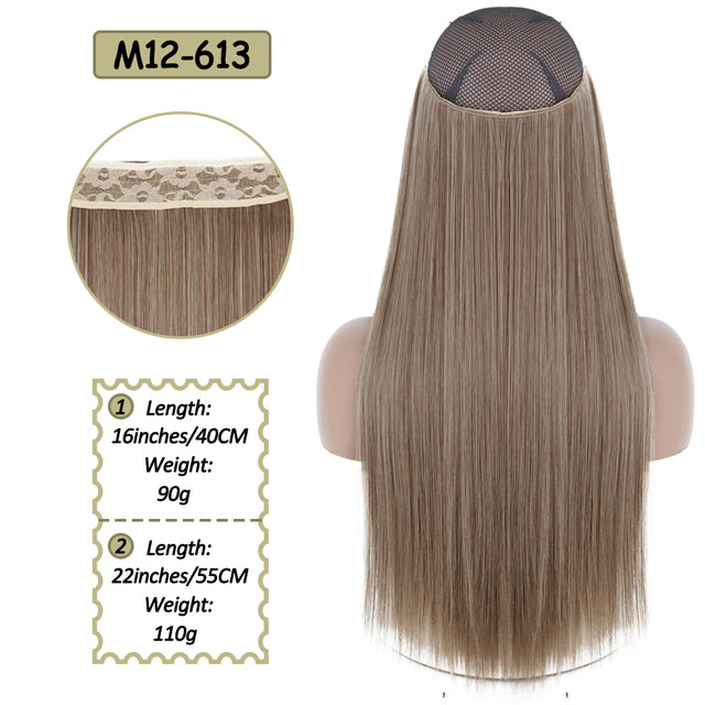 Synthetic No Clip Halo Hidden Hair Extension Ombre