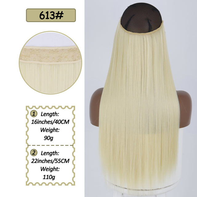 Synthetic No Clip Halo Hidden Hair Extension Ombre